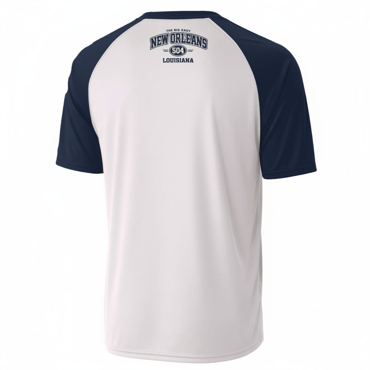 New Orleans 504 Louisiana Baseball V-Neck T-Shirt White and Navy Blue – Urban Sports Streetwear