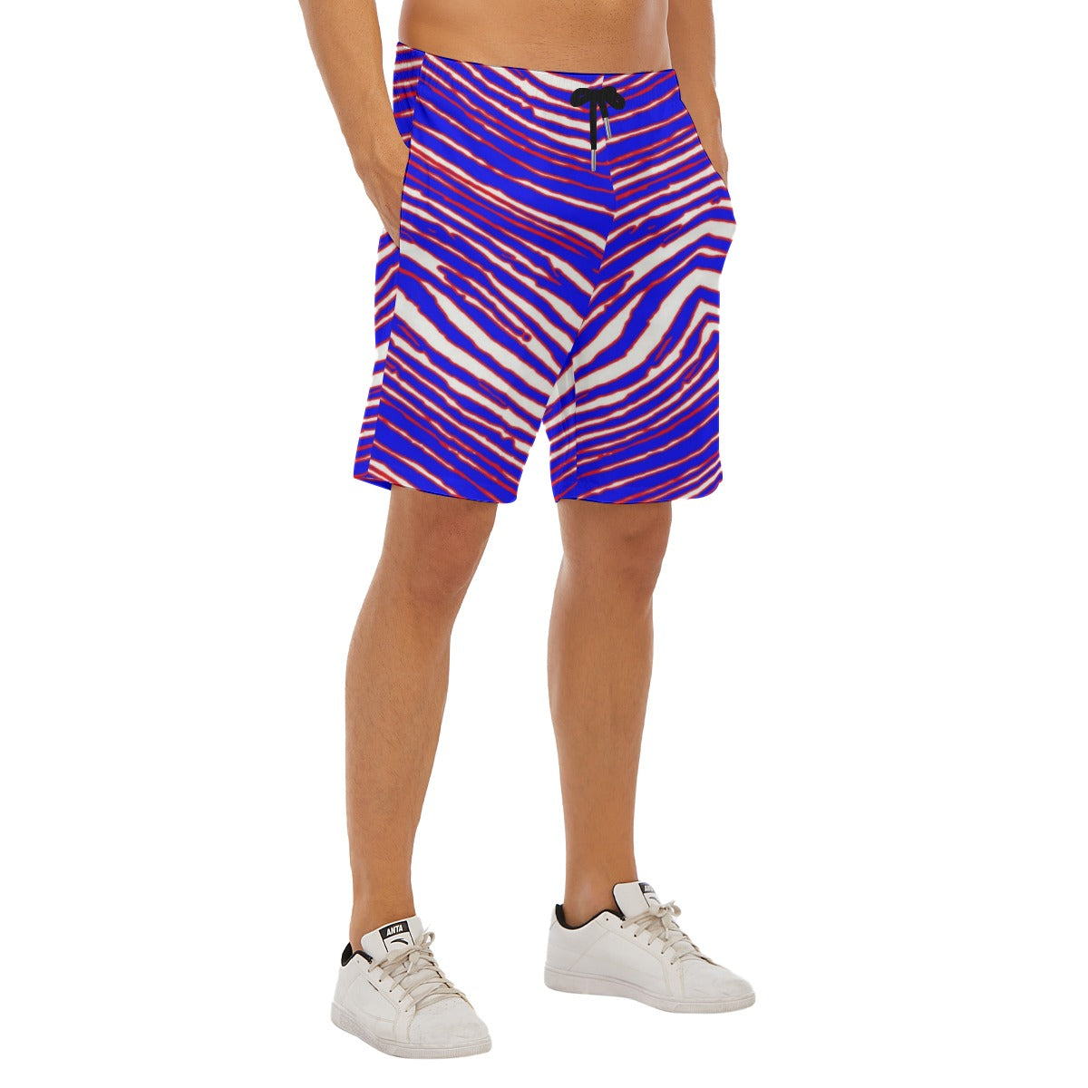 Zebra game day Buffalo Football Men's Beach Shorts With Elastic Waist – lightweight game day shirt, breathable comfort wear, image 1.0