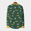 Green Bay Packers Men's Stand Collar Shirt With Long Sleeve|110GSM Imitation Flax