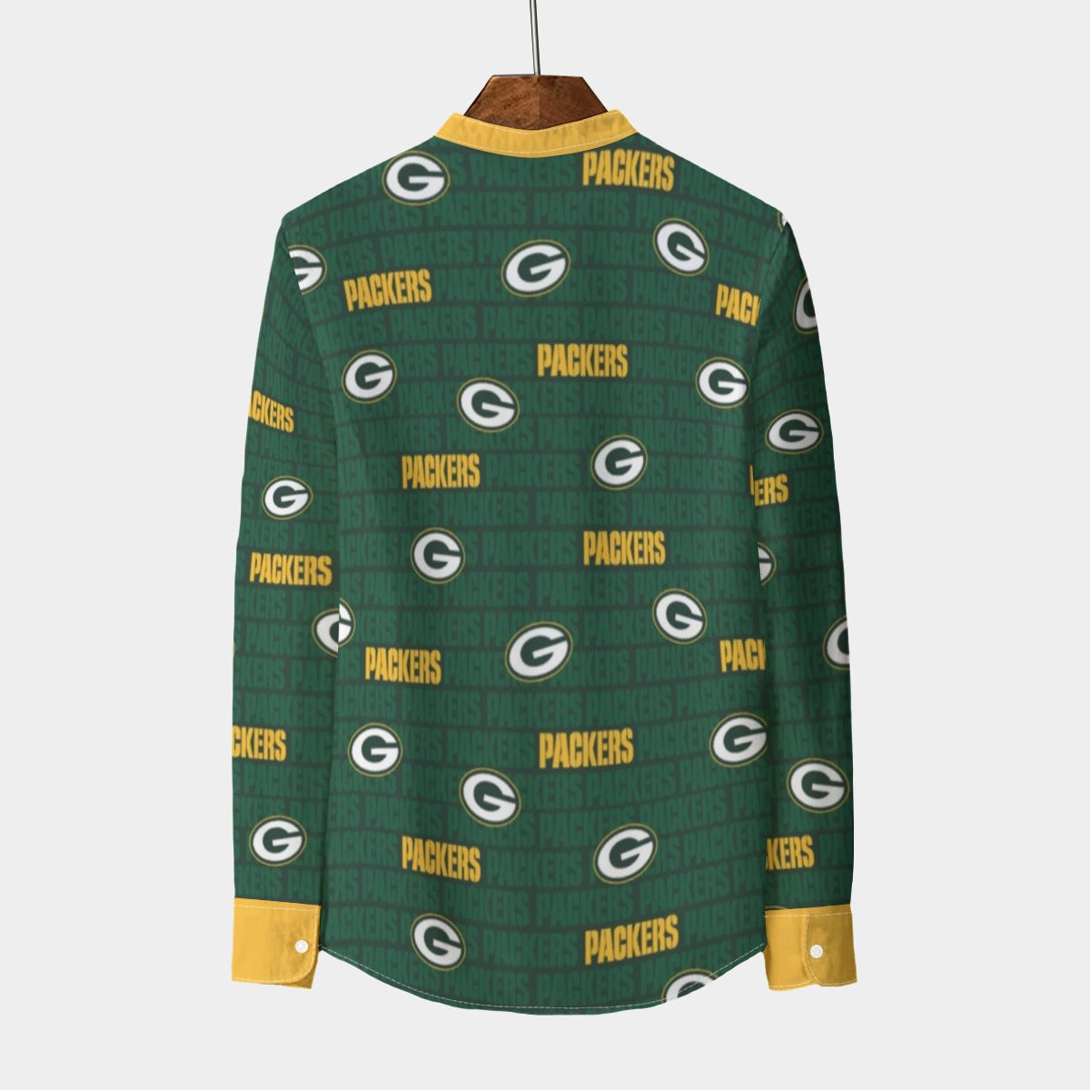 Green Bay Packers Men's Stand Collar Shirt With Long Sleeve|110GSM Imitation Flax streetwear fashion product image 2