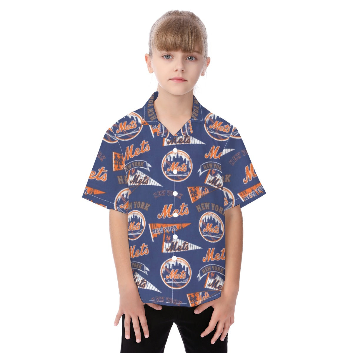 New York Mets Kid's Hawaiian Vacation Shirt new york mets baseball fan apparel city game day outfit