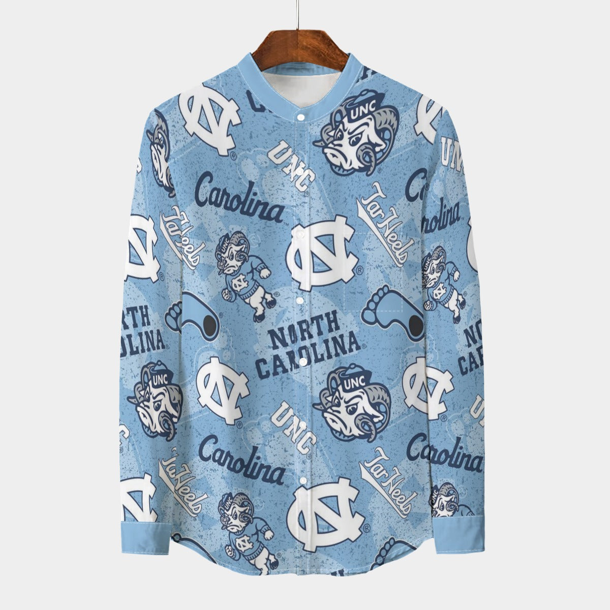 North Carolina Chapel Hill Tar Heels Stand Collar Shirt With Long Sleeve|110GSM Imitation Flax - ACC football apparel varsity sportswear product image 1.0