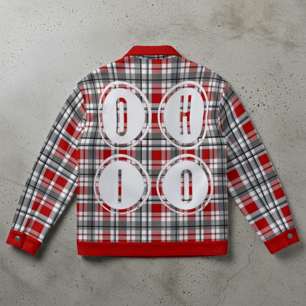 Ohio Plaid Jacket – Trendy Red Black Streetwear Game Day Fashion for Women
