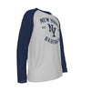 Gray New York Baseball Raglan Long Sleeve Shirt – Est. 1903 Vintage Athletic Design, Grey and Navy tee