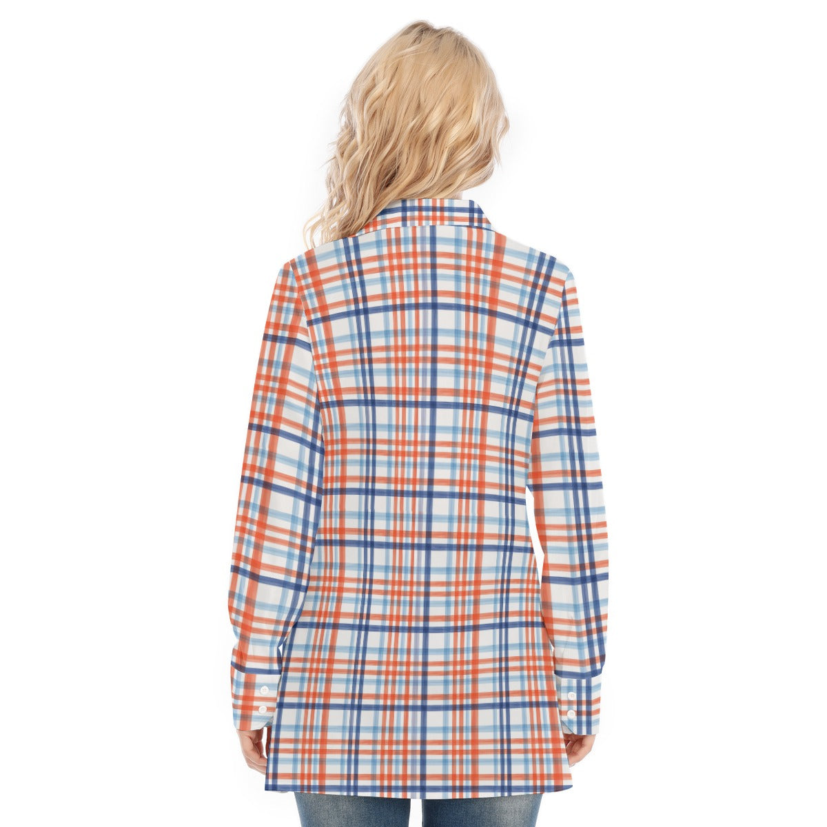 florida gators tartan plaid blue orange women's long shirt women tartan plaid game day shirt