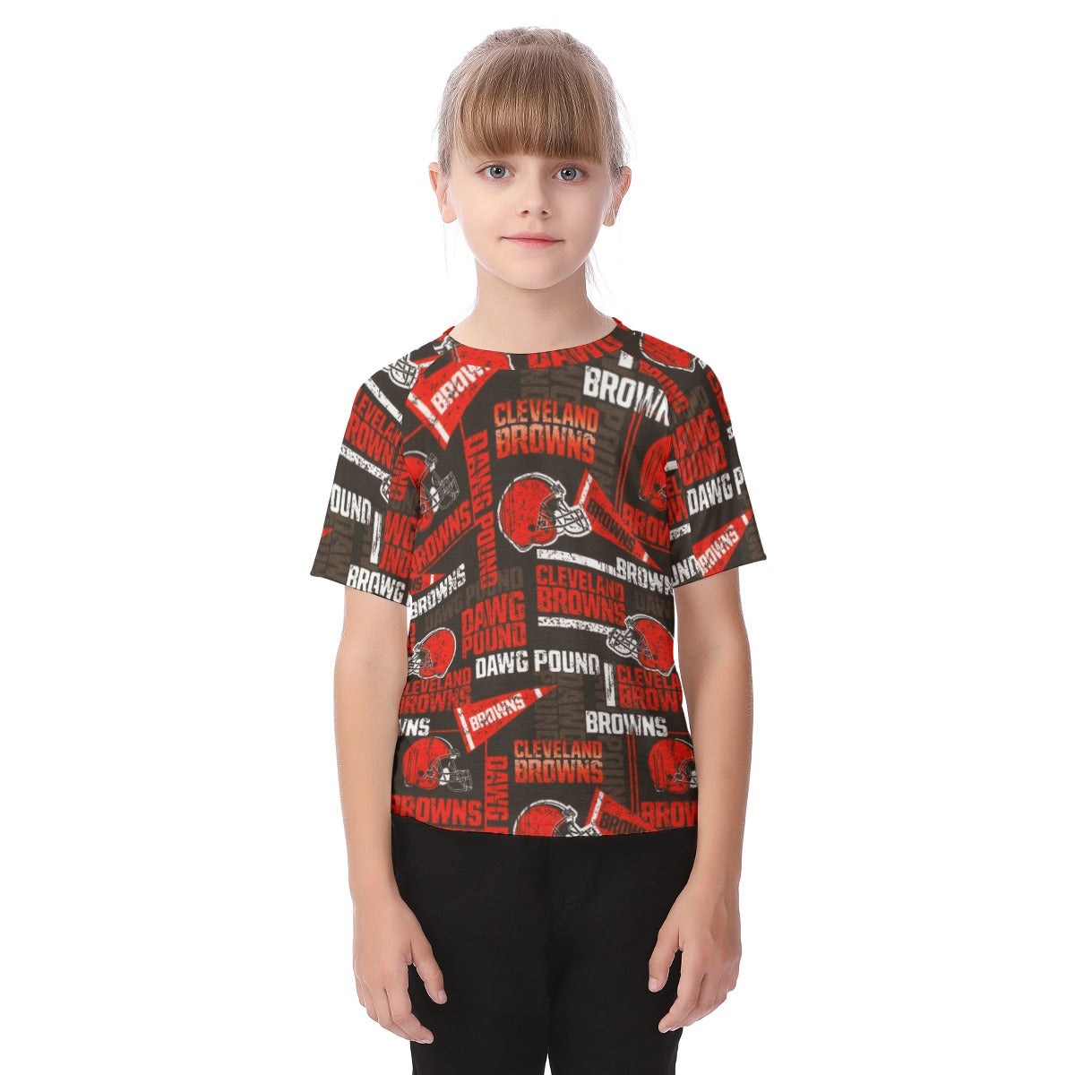 Cleveland Browns Kid's T-shirt brown orange football outfit back view