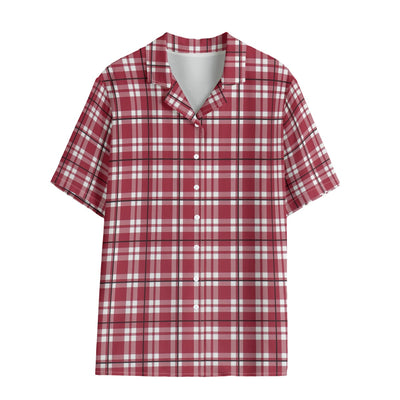 alabama crimson tide tartan plaid crimson white women's hawaii shirt | rayon crimson white tartan plaid game day fashion