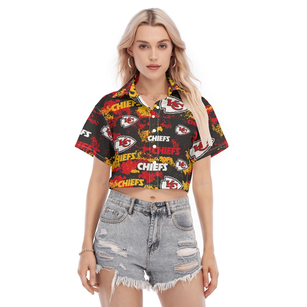 Kansas City Chiefs Women's Cropped Shirt red gold football outfit image 1.0