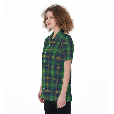 Notre Dame Fighting Irish Green Navy Gold Plaid Womens Shirt 7 green navy gold plaid women fashion apparel