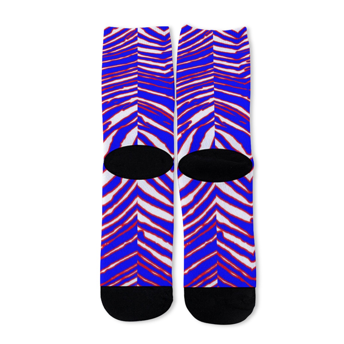🟥🟦 Red Blue Zebra Game Day Socks – Buffalo-Inspired Retro Football Style