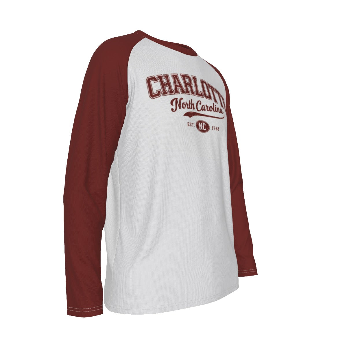 Light Gray Charlotte North Carolina Red White Long Sleeve Shirt – Vintage Varsity Athletic Raglan Tee