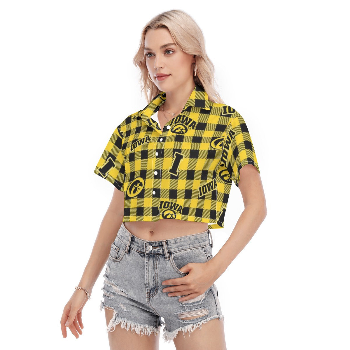 Iowa Hawkeyes Women's Cropped Shirt - Big Ten football apparel varsity sportswear product image 3.0