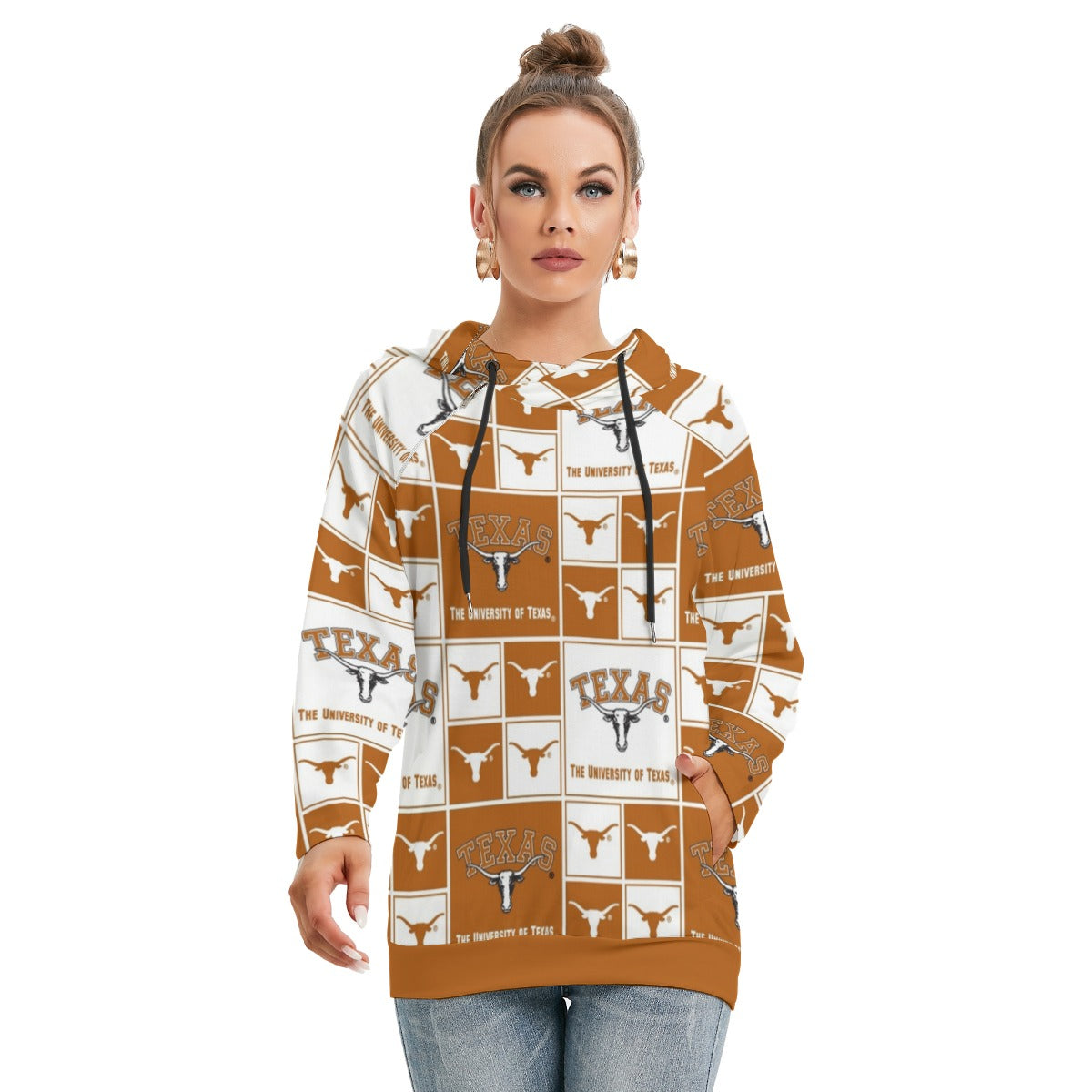 Texas at Austin - Longhorns Women's Hoodie With Double Hood – sportswear style, lightweight game day shirt, image 1.0