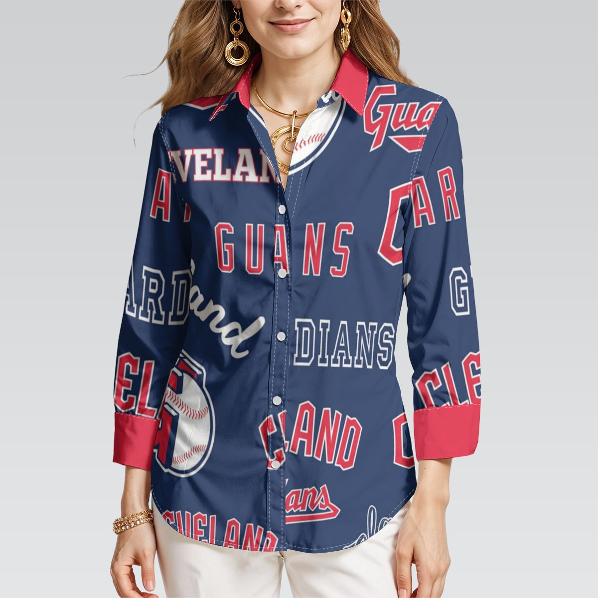Cleveland Guardians Women's 3/4 Sleeve Shirt cleveland guardians baseball fan apparel game day outfit