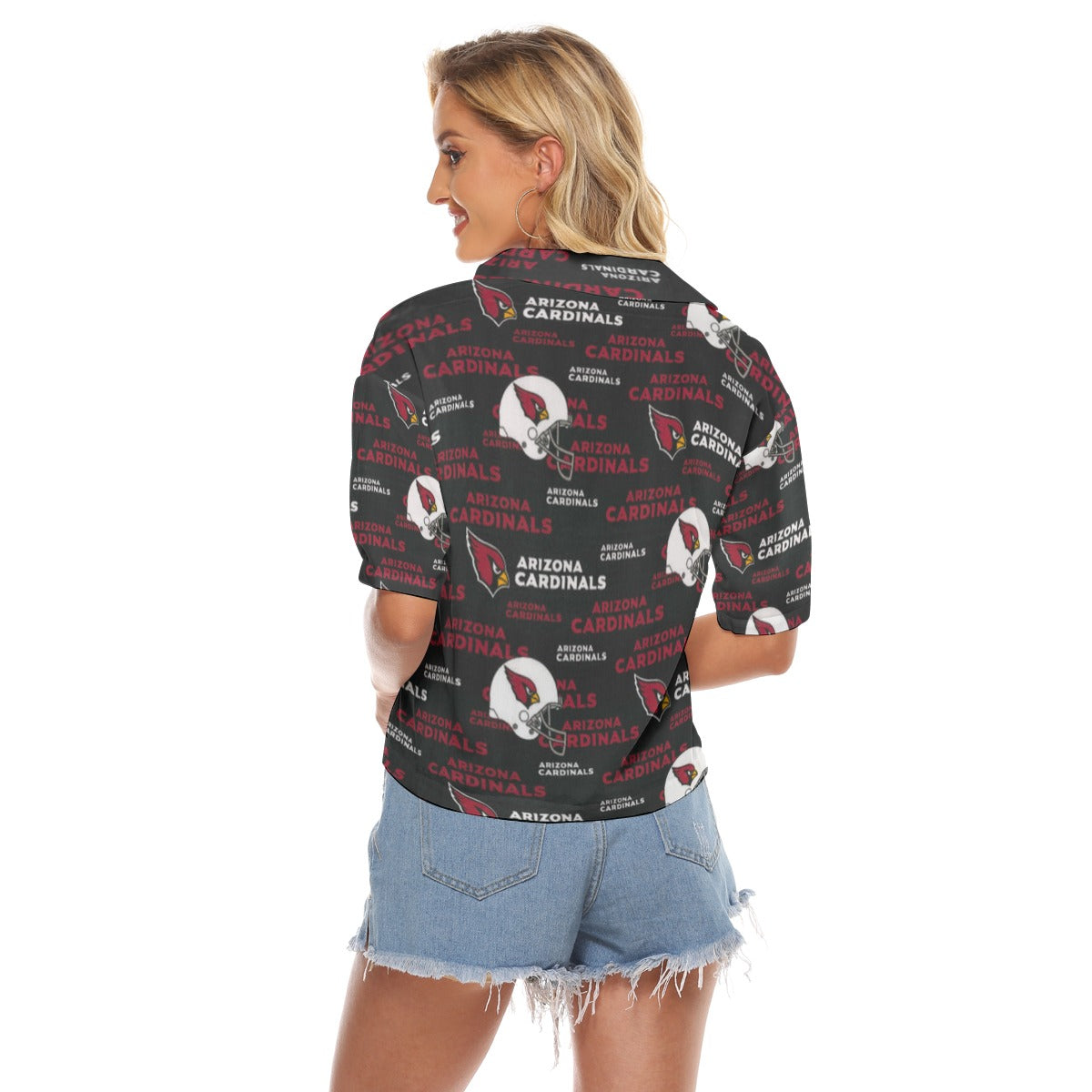 arizona-cardinals-womens-v-neck-shirts red white football outfit side view
