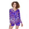 One-Piece Women’s Pajamas – Red, Blue White Zebra Game Day Comfort – lightweight game day shirt, sportswear style, image 1.0