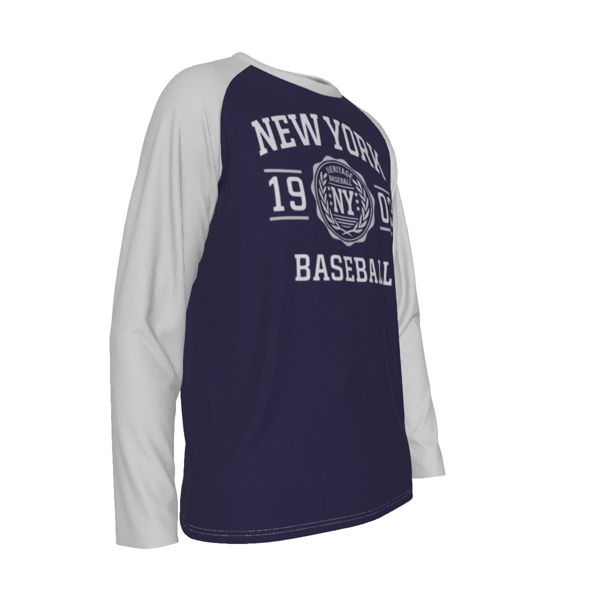 Dark Slate Gray New York Baseball Raglan Long Sleeve Shirt – Navy and Light Gray Heritage Athletic Tee Est. 1903