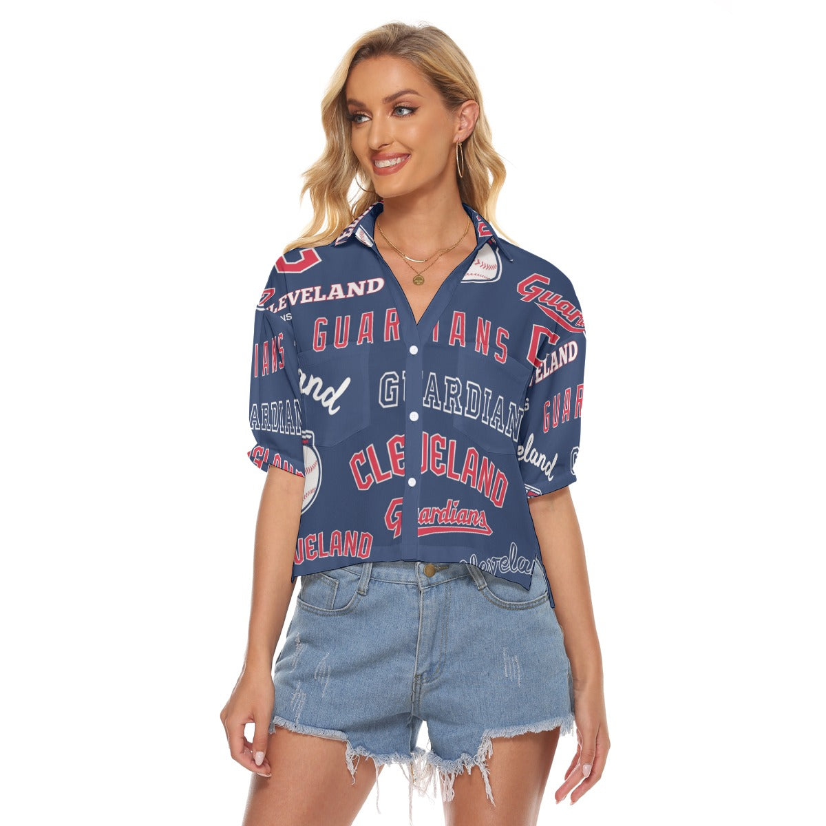Cleveland Guardians Women's V-neck Shirts cleveland guardians baseball fan apparel game day outfit