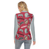 Ohio State Buckeyes Women’s Stretchable Turtleneck Top – Scarlet and Gray Football Game Day Long Sle White game day varsity apparel