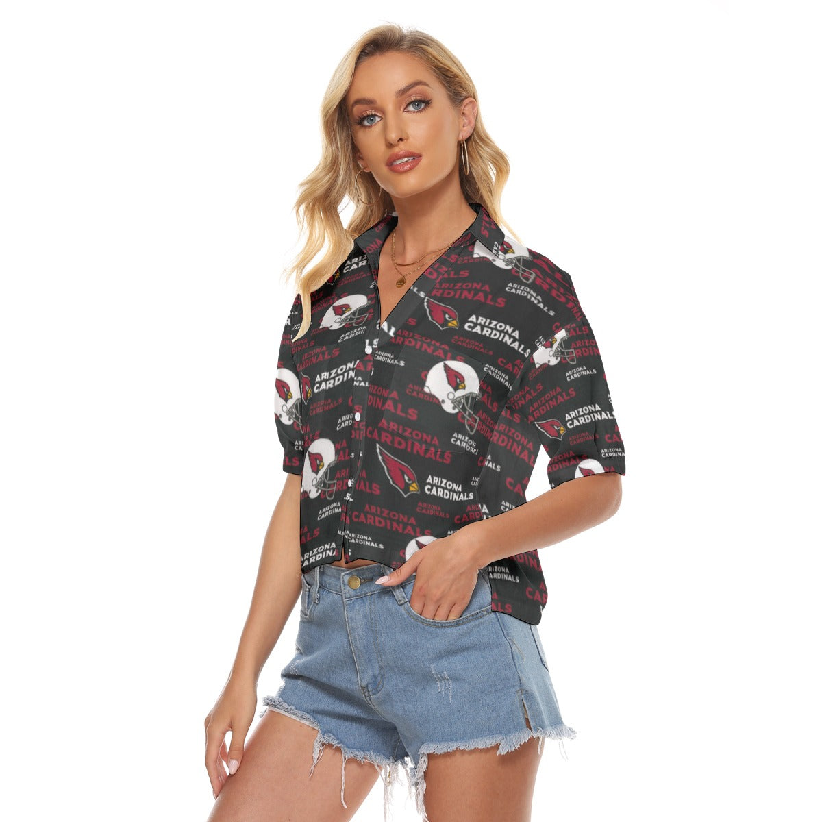 arizona-cardinals-womens-v-neck-shirts red white football outfit fabric close-up