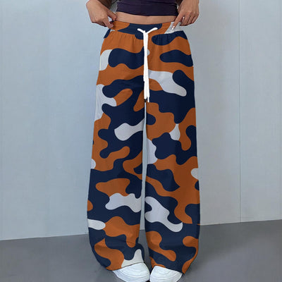 Chicago Football Women’s Camo Wide Leg Sweatpants – Navy Orange Game Day Athletic Pants – game day outfit, casual fan outfit, image 1.0