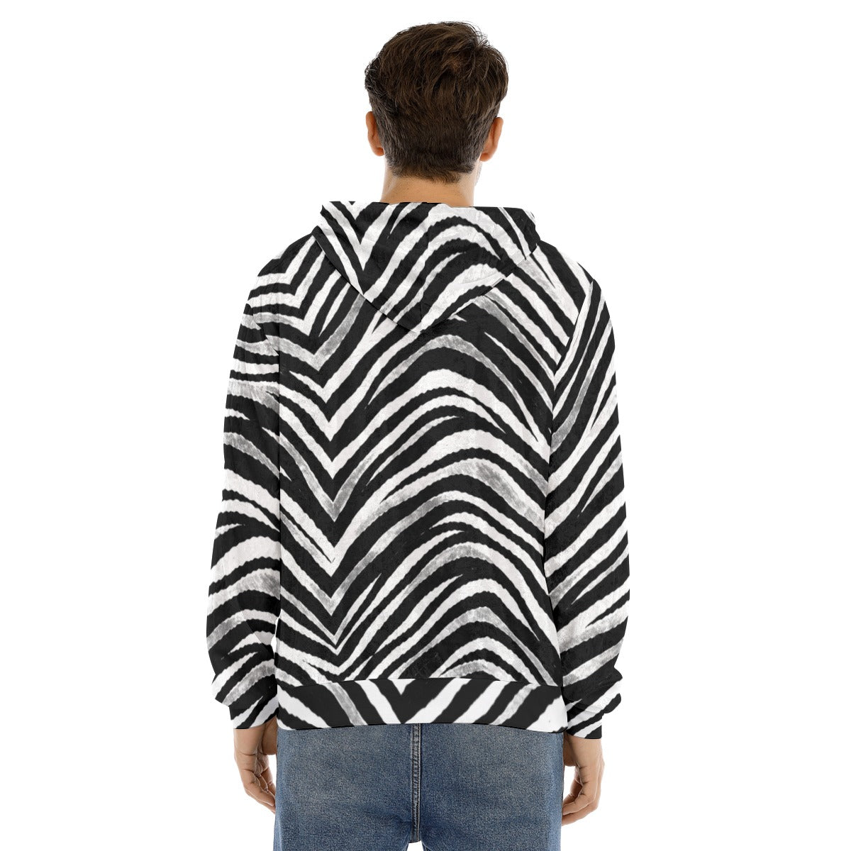 White Smoke Las Vegas Football Zebra Men's Pullover Hoodie | Velvet – Black and White Game Day Streetwear