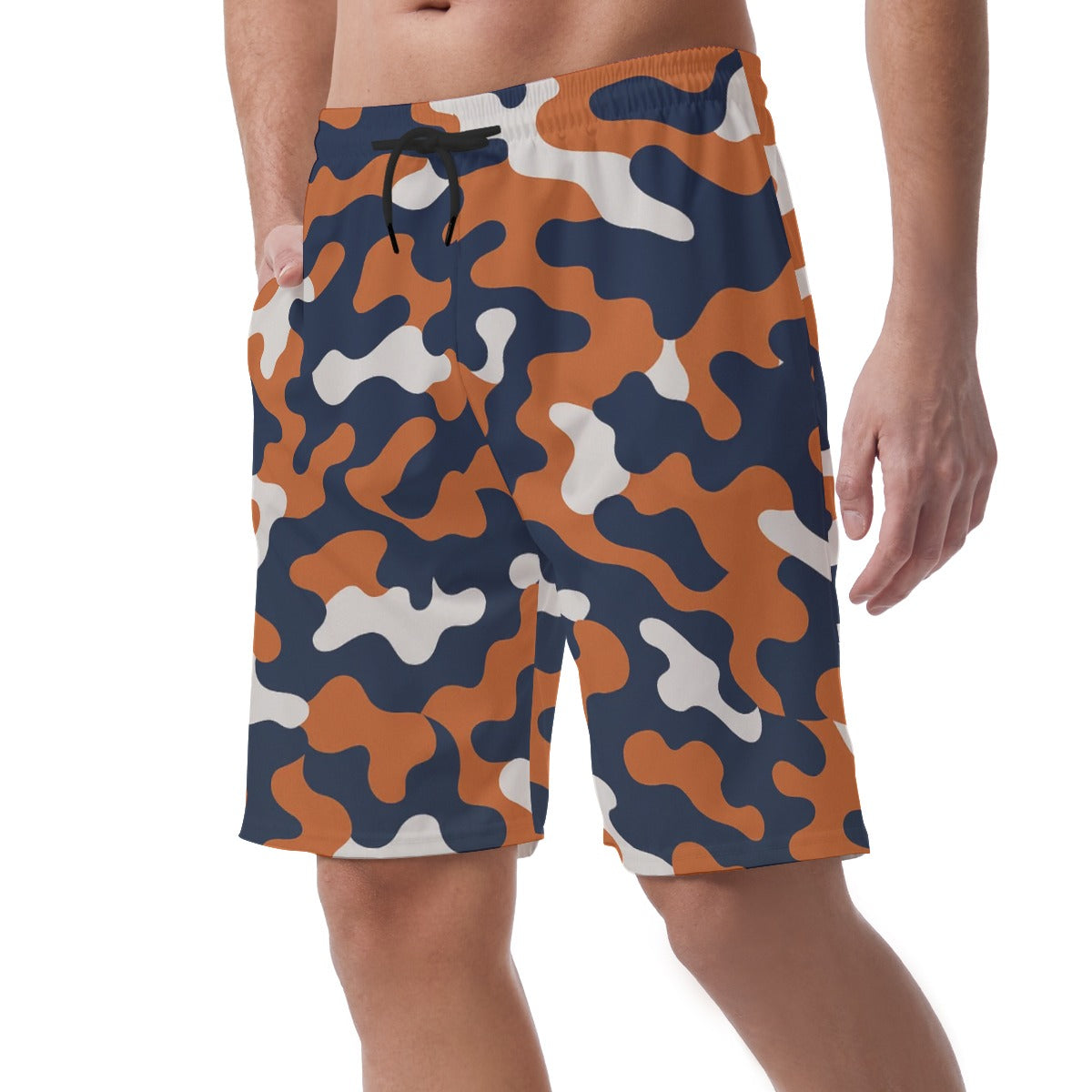 White Smoke Chicago Football Camo Athletic Shorts for Men – Navy Orange Game Day Shorts