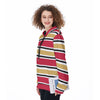 White Smoke San Francisco Football Striped Women's Pullover Hoodie