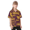 washington-commanders-kids-hawaiian-vacation-shirt burgundy gold football outfit detail