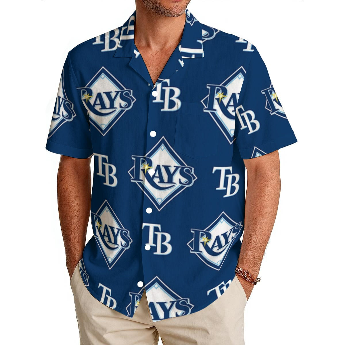 Tampa Bay Rays Men's Hawaiian Shirt|150GSM tampa bay rays baseball fan apparel game day outfit