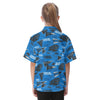 carolina-panthers-kids-hawaiian-vacation-shirt black blue football close-up design detail