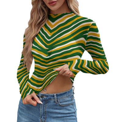 Green Bay Football Yellow Green Women’s Mesh T-Shirt – Game Day Streetwear – breathable comfort wear, football shirt, image 1.0