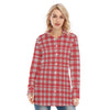 georgia bulldogs tartan plaid oversized button up women shirt women's long shirt |115gsm cotton poplin women tartan plaid game day fashion