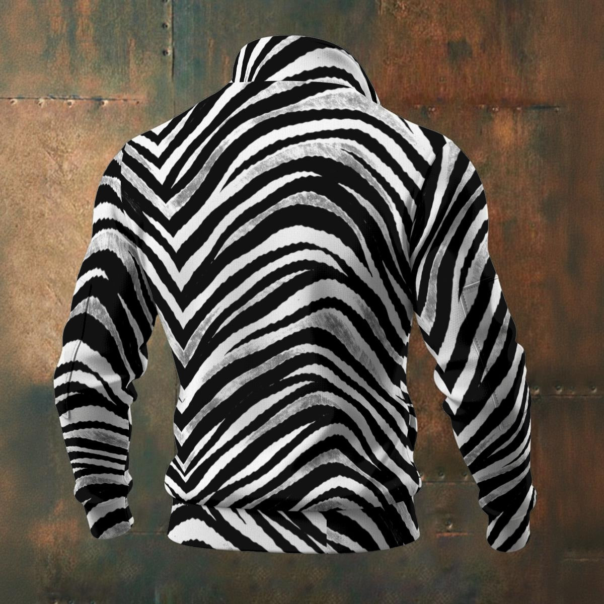 Las Vegas Football Zebra Men's Thick Knit Fleece Jacket – Black and White Game Day Streetwear