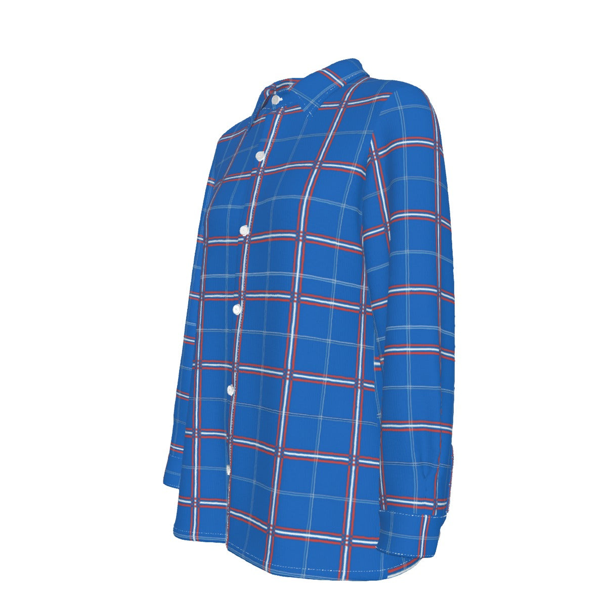 kansas jayhawks tartan plaid oversized button up women shirt women's elastic-back shirt women tartan plaid game day fashion