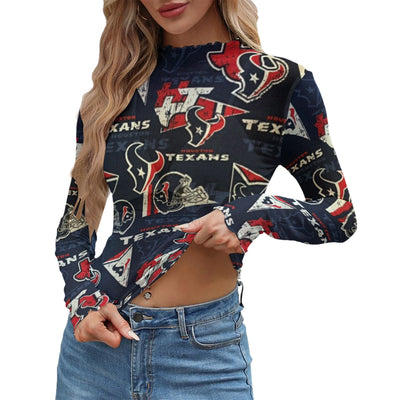 Houston Texans  Women's Mesh T-shirt navy red football back view game day look