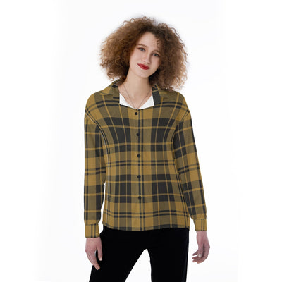 colorado buffaloes tartan plaid black gold women's satin shirt women tartan plaid game day shirt