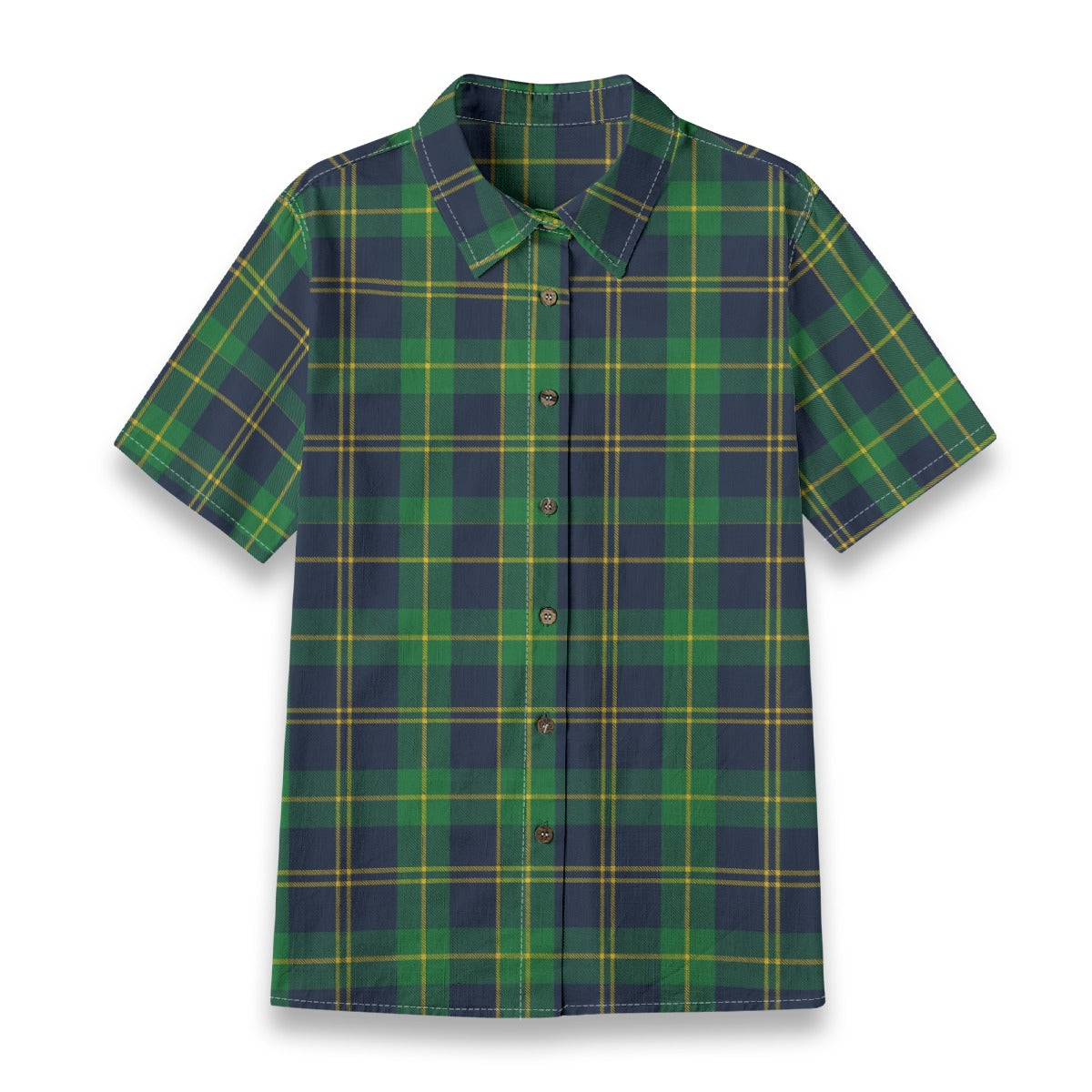 Notre Dame Fighting Irish Green Navy Gold Plaid Womens Shirt 125Gsm Cotton 8 green navy gold plaid women fashion apparel