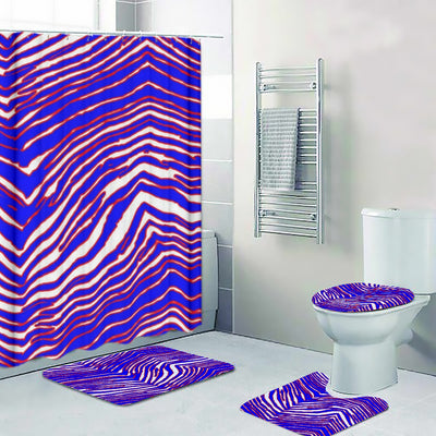 Buffalo football Four-piece Bathroom – Red Blue White Zebra Game Day Style – football shirt, lightweight game day shirt, image 1.0