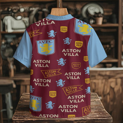 Aston Villa Men's Henley Shirt With Chest Pocket