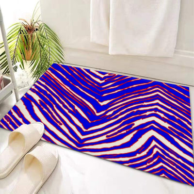Light Gray Door Mat – Red Blue White Zebra Game Day Style