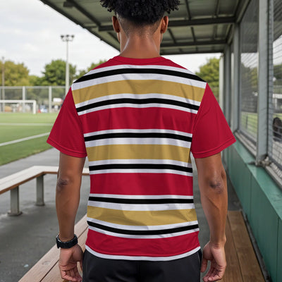 Dim Gray San Francisco Football Striped T-Shirt – Red and Gold Game Day Tee