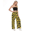 White Smoke Pittsburgh Football Yellow Black Zebra Women's Side Slit Snap Button Trousers