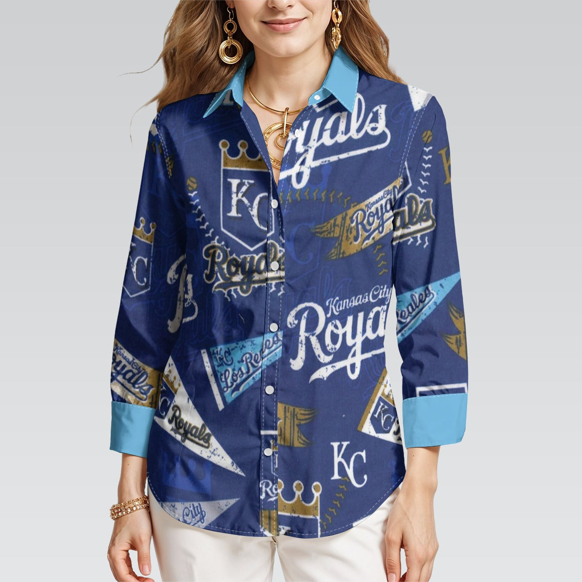 Kansas City Royals Women's 3/4 Sleeve Shirt kansas city royals baseball fan apparel game day outfit