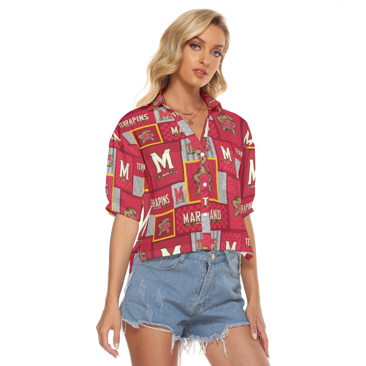 Maryland Terrapins Women's V-neck Shirts streetwear fashion product image 2