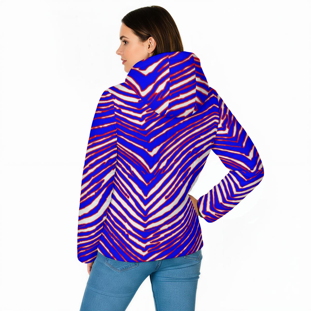 Buffalo Zebra Football Unisex Warm Hooded Jacket – Game Day Streetwear Outerwear