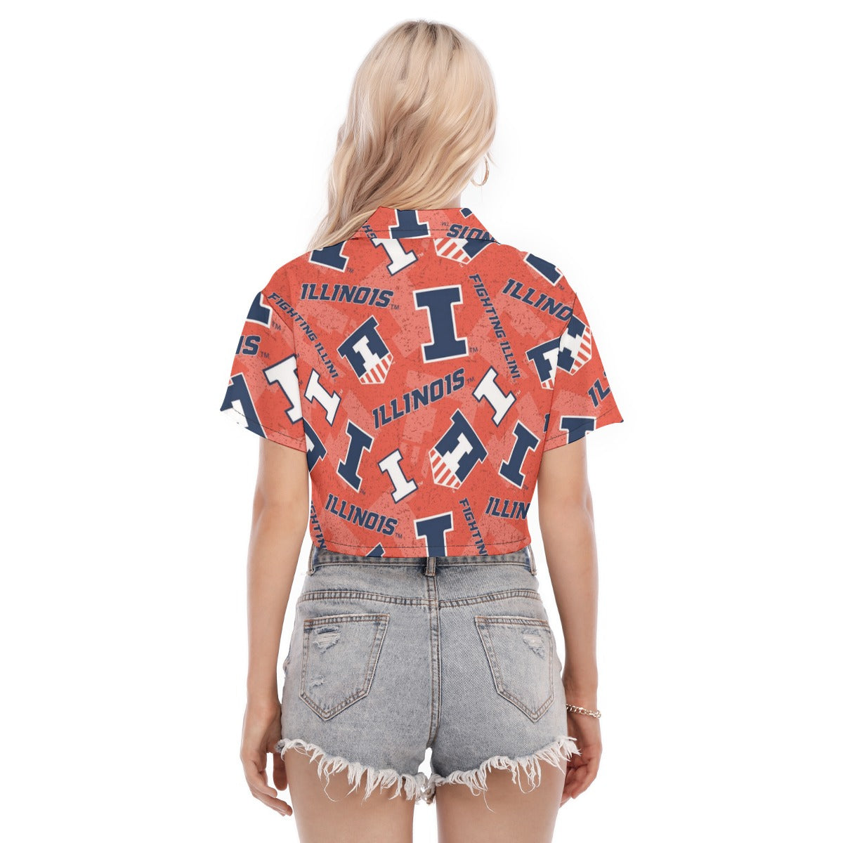 Illinois Urbana - Fighting Illini Women's Cropped Shirt White varsity sports apparel
