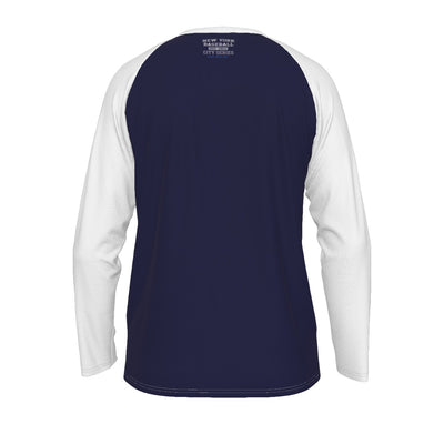 Dark Slate Gray New York Baseball City Series Raglan Long Sleeve Shirt – Navy and White Est. 1903