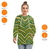 White Smoke Green Bay Football Yellow Green Women’s Double Hood Hoodie – Game Day Streetwear