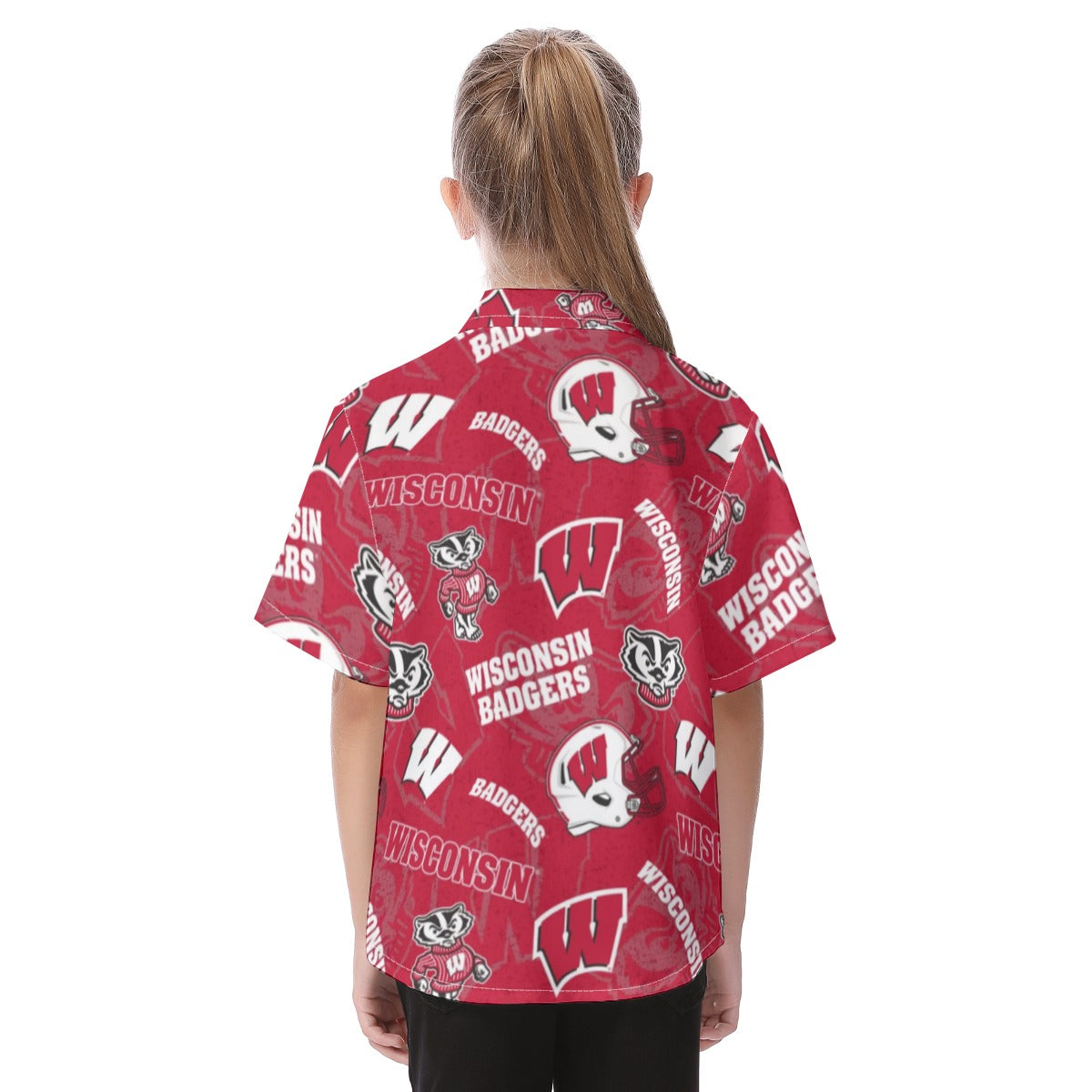 Wisconsin Madison Badgers Kid's Hawaiian Vacation Shirt - Badgers football tee varsity sportswear product image 4.0